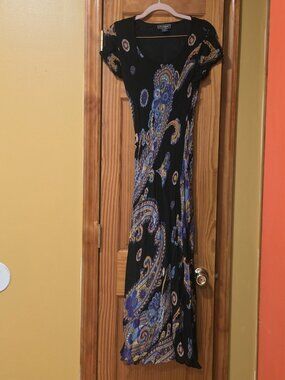 Nostalgia Black Paisley Print Maxi Dress Womens Medium